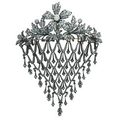 Impressive Diamond Flower En Tremblant Stomacher Hair Ornament Brooch 6