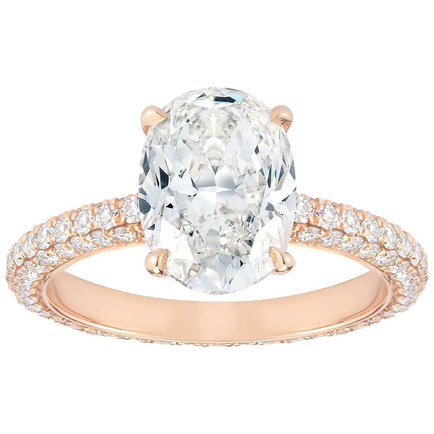 Marisa Perry Micro Pave 2.02 Carat Diamond Oval Engagement Ring For Sale