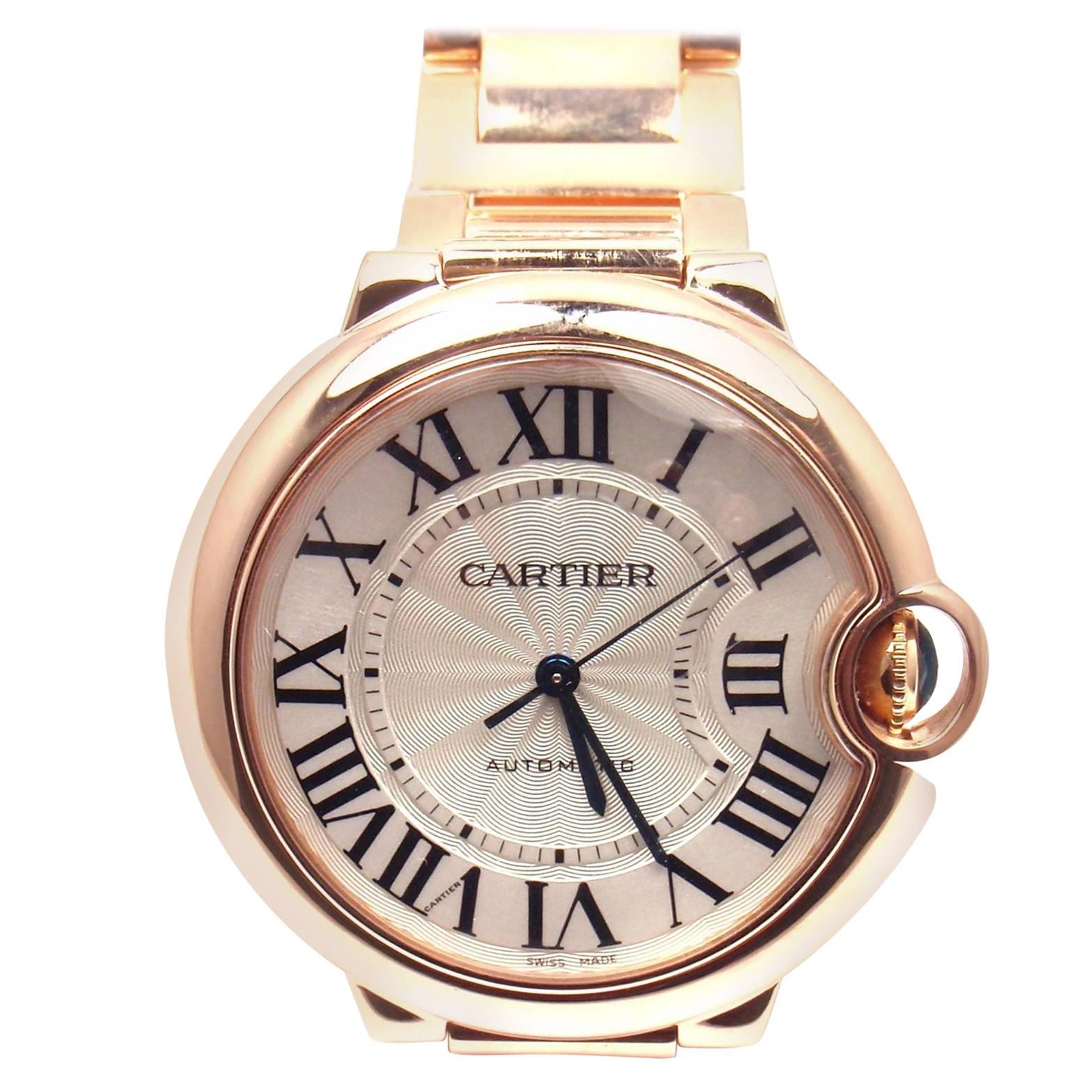 Cartier Rose Gold Ballon Bleu Automatic Wristwatch Ref 3003