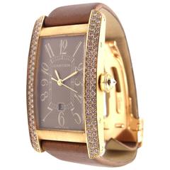 Cartier Rose Gold Diamond Tank Americaine Midsize Automatic Wristwatch