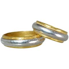 Retro Cartier Gold Platinum Wedding Band Rings