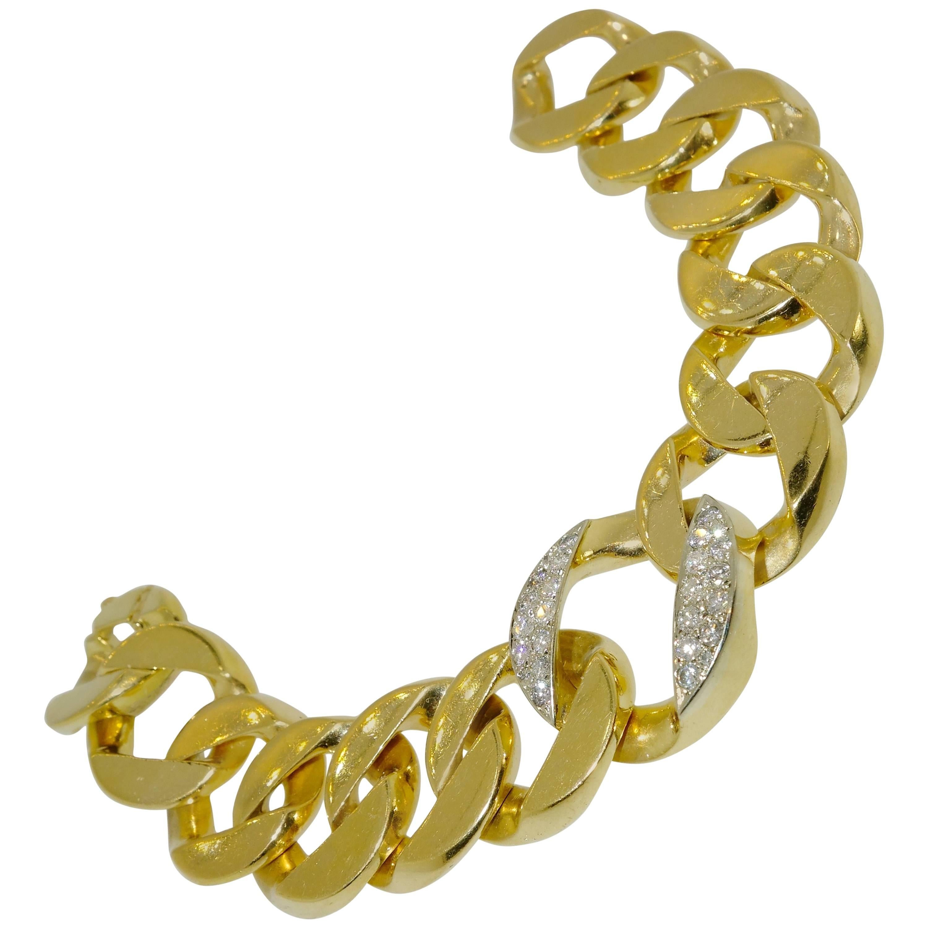 Diamond Gold Curb Link Bracelet