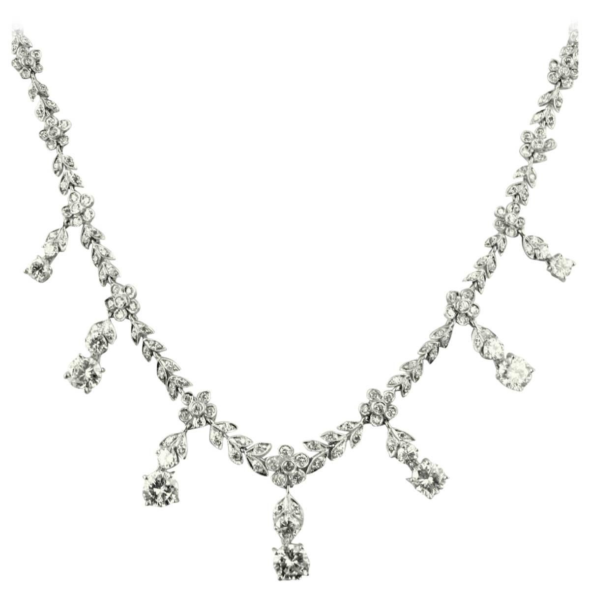 9.75 Carat Diamonds White Gold Necklace