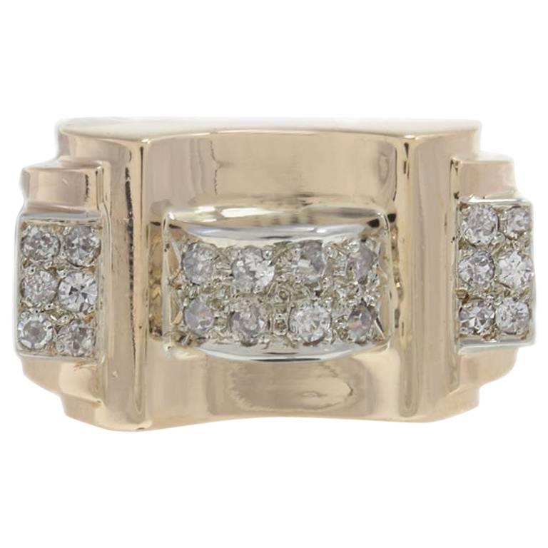 Diamond Yellow Gold Fashion Ring For Sale