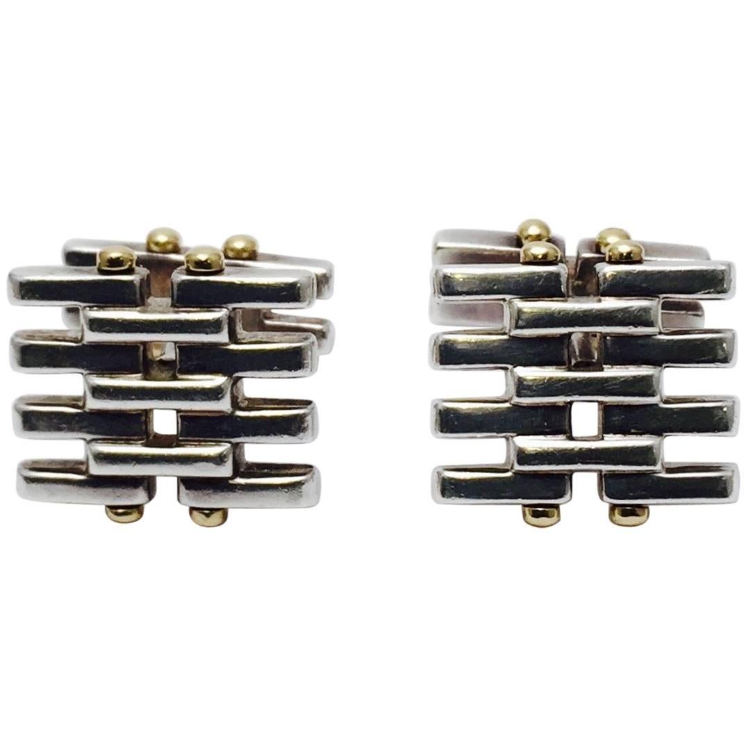 Tiffany & Co. Glamorous Gatelink Yellow Gold Sterling Silver Cufflinks For Sale