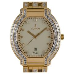 Retro Corum Yellow Gold Diamond Quartz Dress Wristwatch