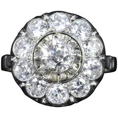 Antique Edwardian Diamond Cluster Ring 18 Carat White Gold 2.60 Carat 5