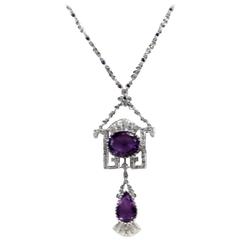 Luise Gold Diamond Amethyst Pendant Necklace 11