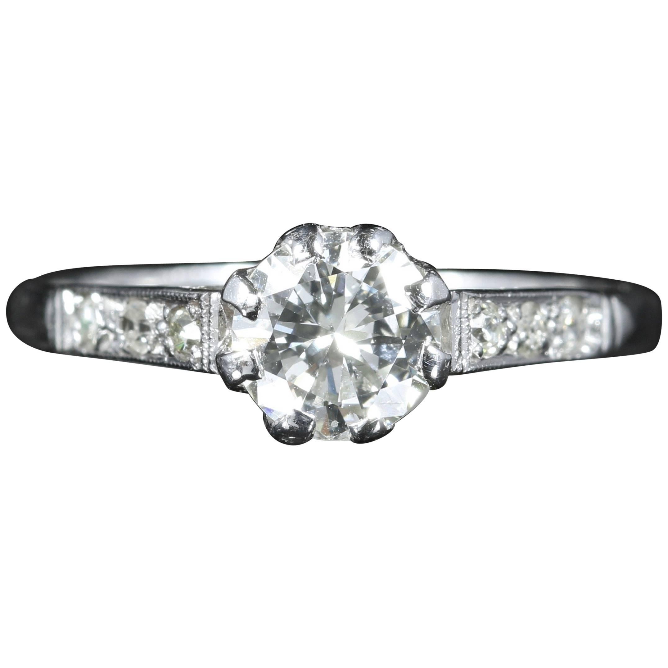 Antique Edwardian Diamond Solitaire circa 1910 Platinum Engagement Ring For Sale