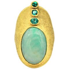 Zobel Jade and Emerald Gold Ring