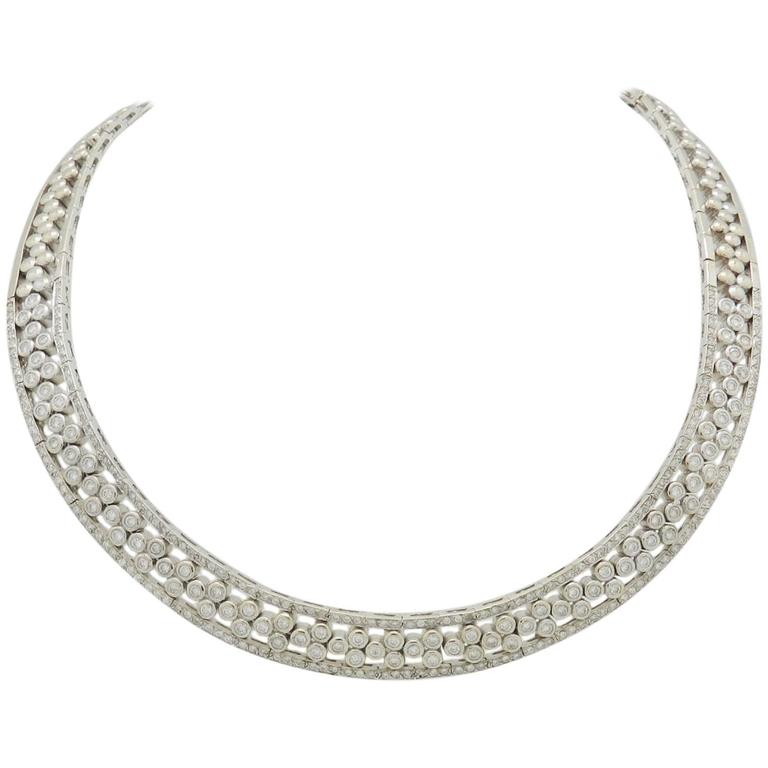 6.50 Carat Diamonds White Gold Choker Necklace at 1stDibs