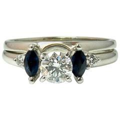 Blue Sapphire Diamond White Gold Wedding Set 2
