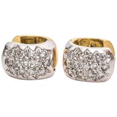 1960s Micropave Diamond Two Color Gold Earrings 12
