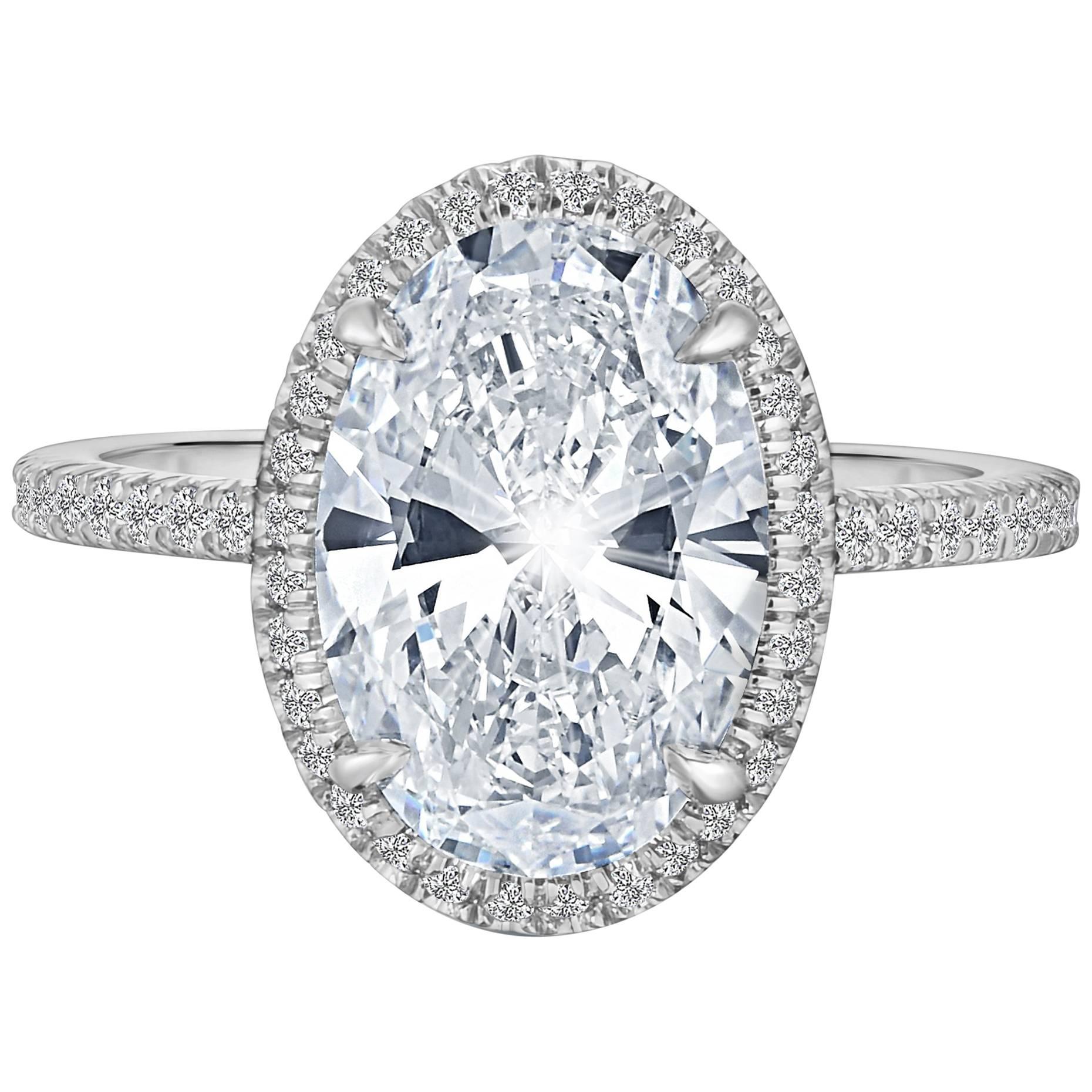 Marisa Perry 2.34 Oval Brilliant Engagement Ring with Micro-Pave in Platinum 