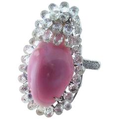 Conch Pearl and Diamond 18 Karat White Gold Ring 8