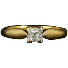 Vintage Princess Cut Diamond 18 Carat Gold Solitaire Ring Engagement Ring