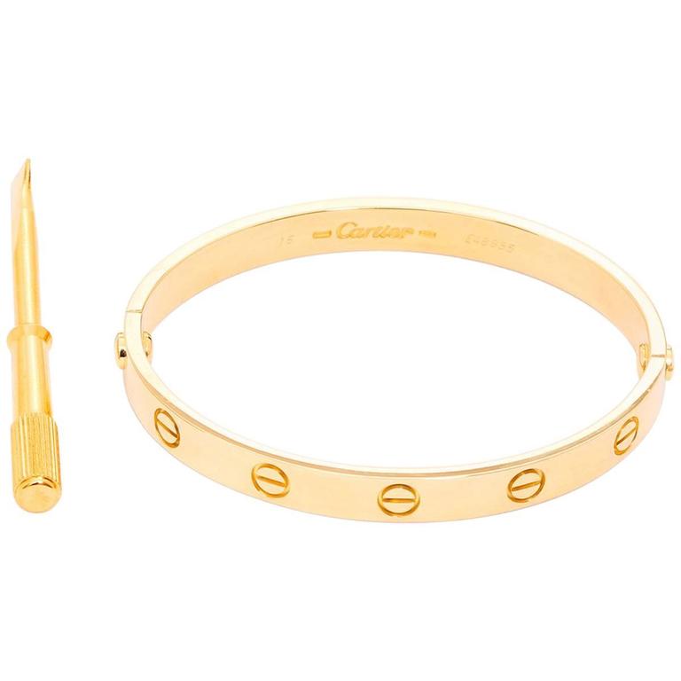 Cartier Love Bracelet Yellow Gold with Screwdriver For Sale at 1stDibs | cartier  screw driver, cartier screwdriver, cartier love bracelet screwdriver