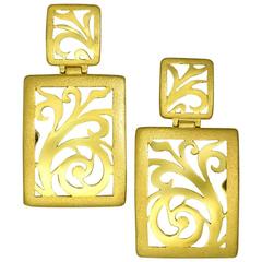 Gold Ornament Contrast Texture Drop Earrings Handmade in NYC Limited Edition 7