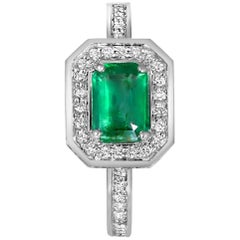 Emerald Diamond White Gold Engagement Ring One of a Kind