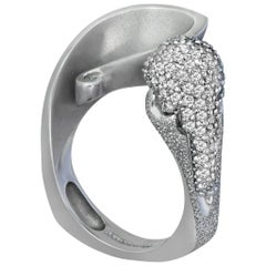 Alex Soldier Diamond White Gold Textured Crossover Ring Limited Edition Handmade 5
