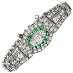 Bracelet vintage du 20e siècle en émeraudes et diamants