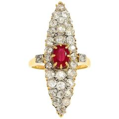 19th Century Victorian-Era "Old-Cut" 1.26 Carat Ruby and Diamond Ring 10