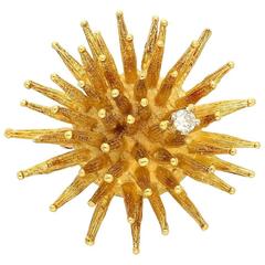 Tiffany & Co. Diamond Yellow Gold Sea Urchin Pin Brooch 8
