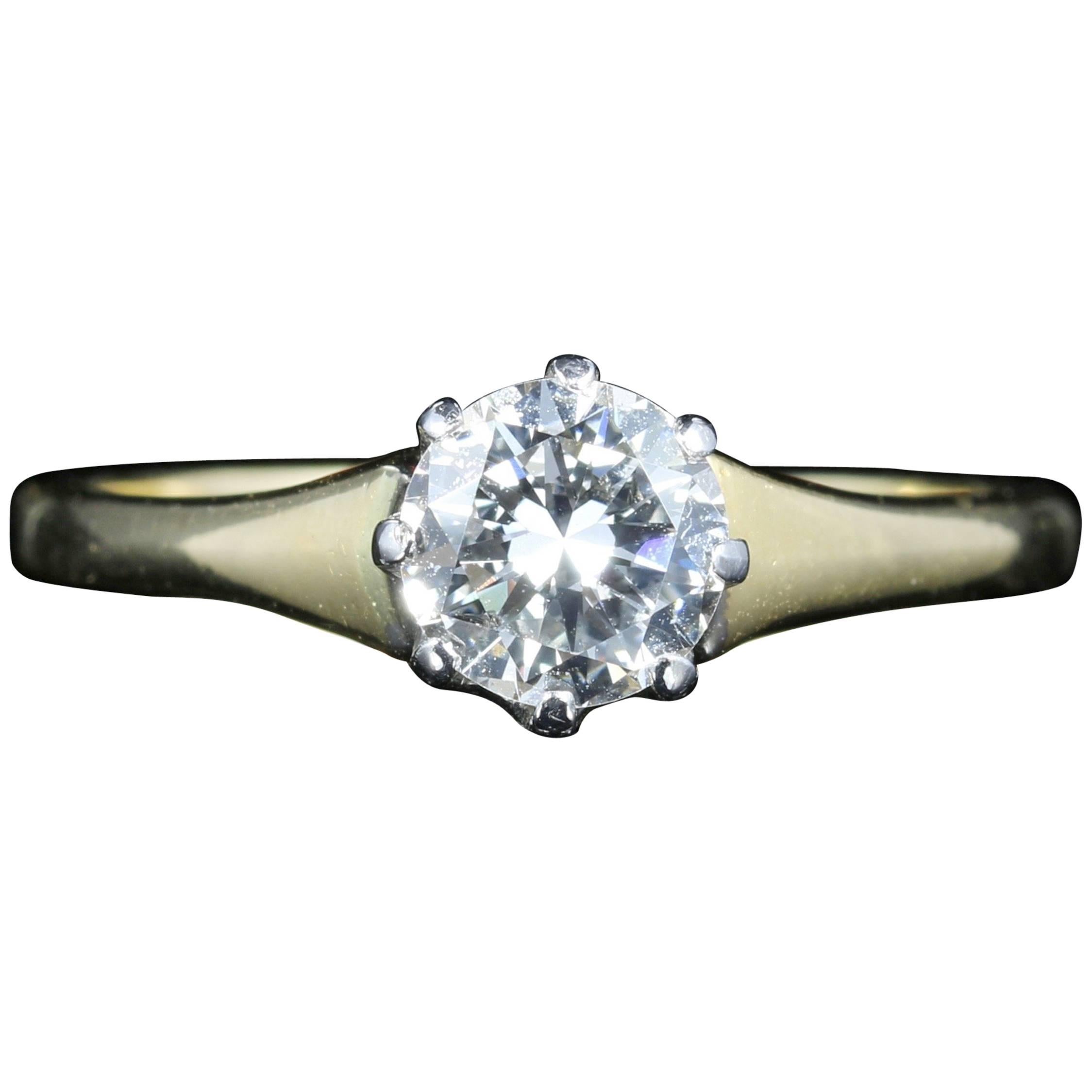 Antique Victorian 0.70 Carat Diamond, circa 1900, 18 Carat Gold Engagement Ring For Sale