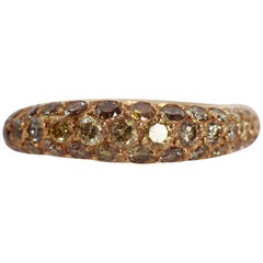 1, 13 Carats Lightly Wavy Yellow Diamond Pave-Set Band Ring by Marion Jeantet