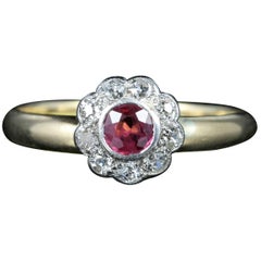 Antique Ruby Diamond 18 Carat Gold Dated Chester, 1903 Engagement Ring