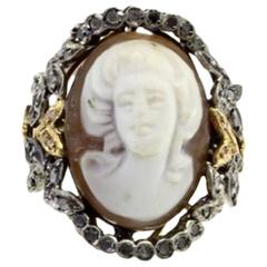 Luise Diamond Silver Gold Cameo Ring 10