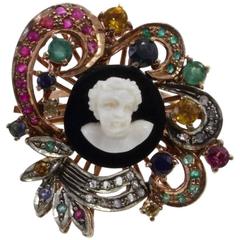 Gold Silver Diamond Sapphire Ruby Emerald Stone Cocktail Ring