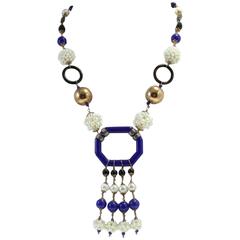 Luise Pearl Onyx Silver Gold Stone Necklace 3