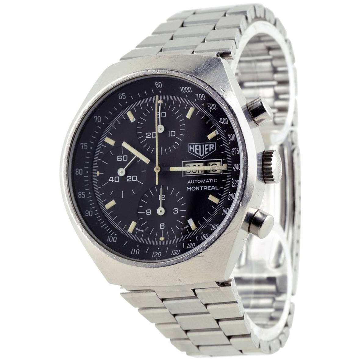 Classical Vintage Heuer Montreal Automatic Chronograph, 1980 For Sale