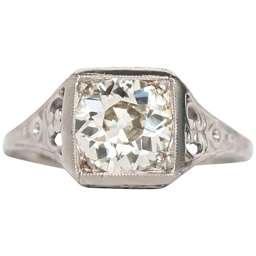 1910s Edwardian 1.04 Carat GIA Certified Diamond Platinum Engagement Ring