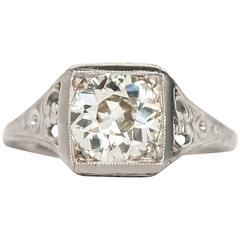 1910s Edwardian 1.04 Carat GIA Certified Diamond Platinum Engagement Ring 3