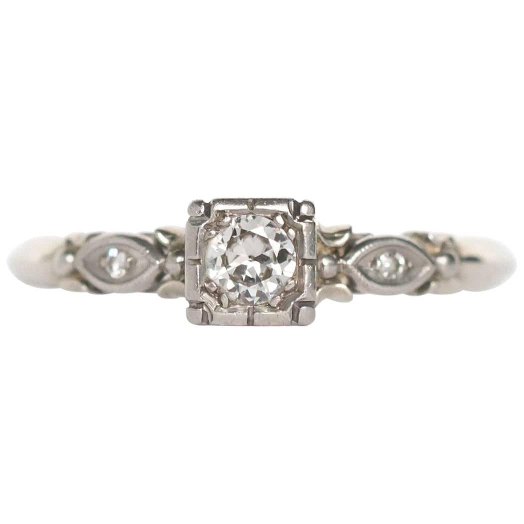 1940s Art Deco .20 Carat Diamond White Gold Engagement Ring