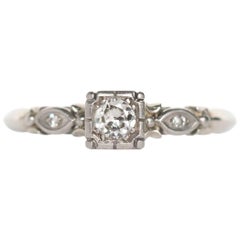Vintage 1940s Art Deco .20 Carat Diamond White Gold Engagement Ring
