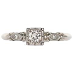 1940s Art Deco .20 Carat Diamond White Gold Engagement Ring 11