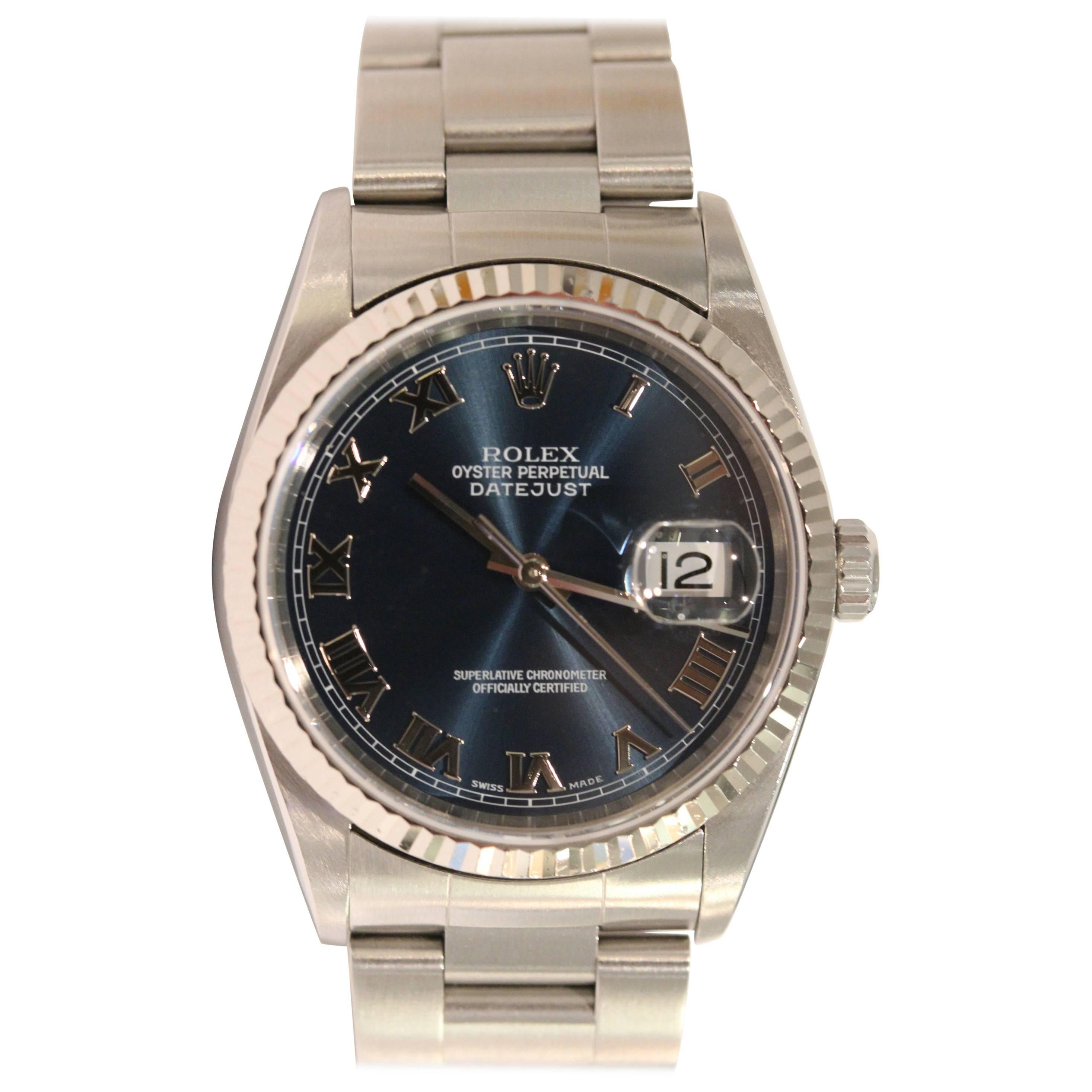 Rolex White Gold Stainless Steel Datejust Oyster Bracelet Wristwatch, circa 1976