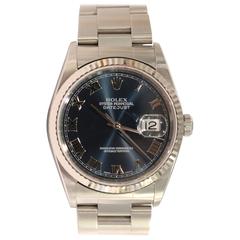 Vintage Rolex White Gold Stainless Steel Datejust Oyster Bracelet Wristwatch, circa 1976