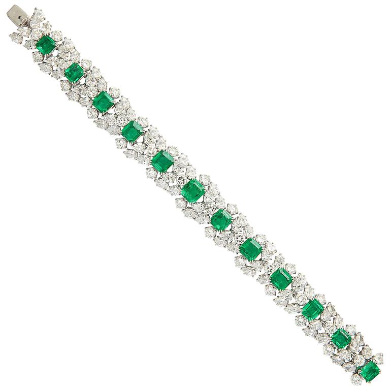 Harry Winston Emerald Diamond Bracelet At 1stdibs Harry Winston Emerald Diamond Bracelet For