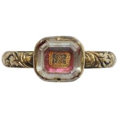 17th Century Stuart Crystal and Gold Ring