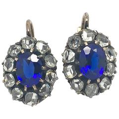 19th Century Rose Cut Diamond rose gold Cluster Earrings