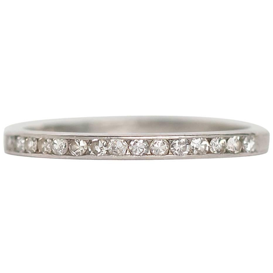 1930s Art Deco Diamond Platinum Wedding Band Ring
