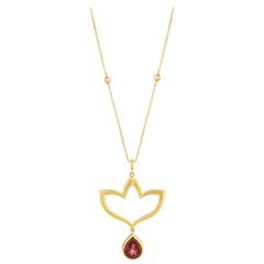 Alice Cicolini Chattri Yellow Diamond Pink Tourmaline Gold Pendant Necklace