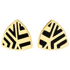 Alice Cicolini Memphis Chevron Triangle Enamel Ruby Gold Stud Earrings