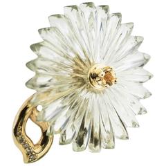 Alice Cicolini Green Amethyst Yellow Topaz Flower Gold Flower Brooch Hair Pin