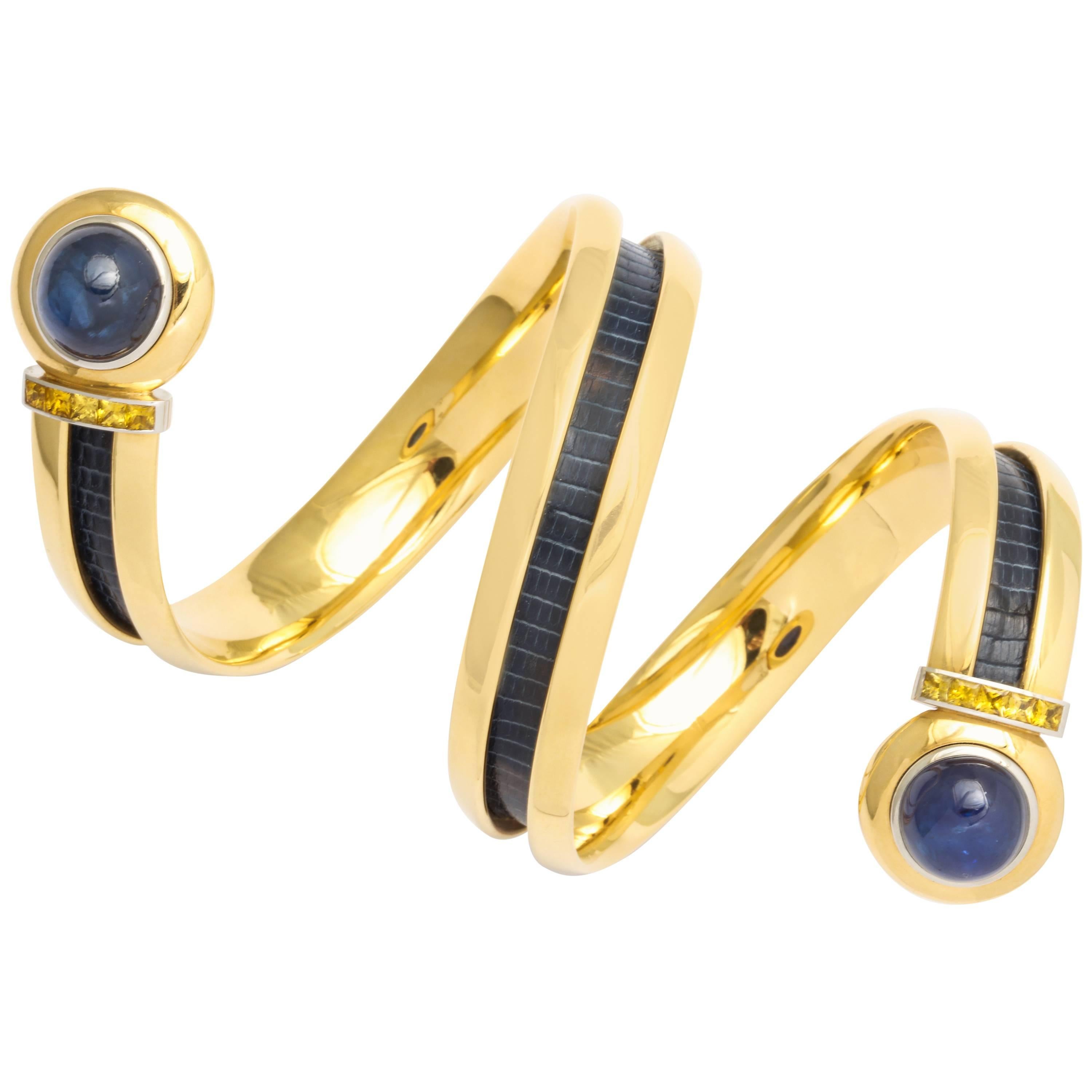 Hemmerle Sapphire Gold Bangle Bracelet