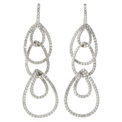 Long Dangling Diamond Teardrop White Gold Earrings by Odelia